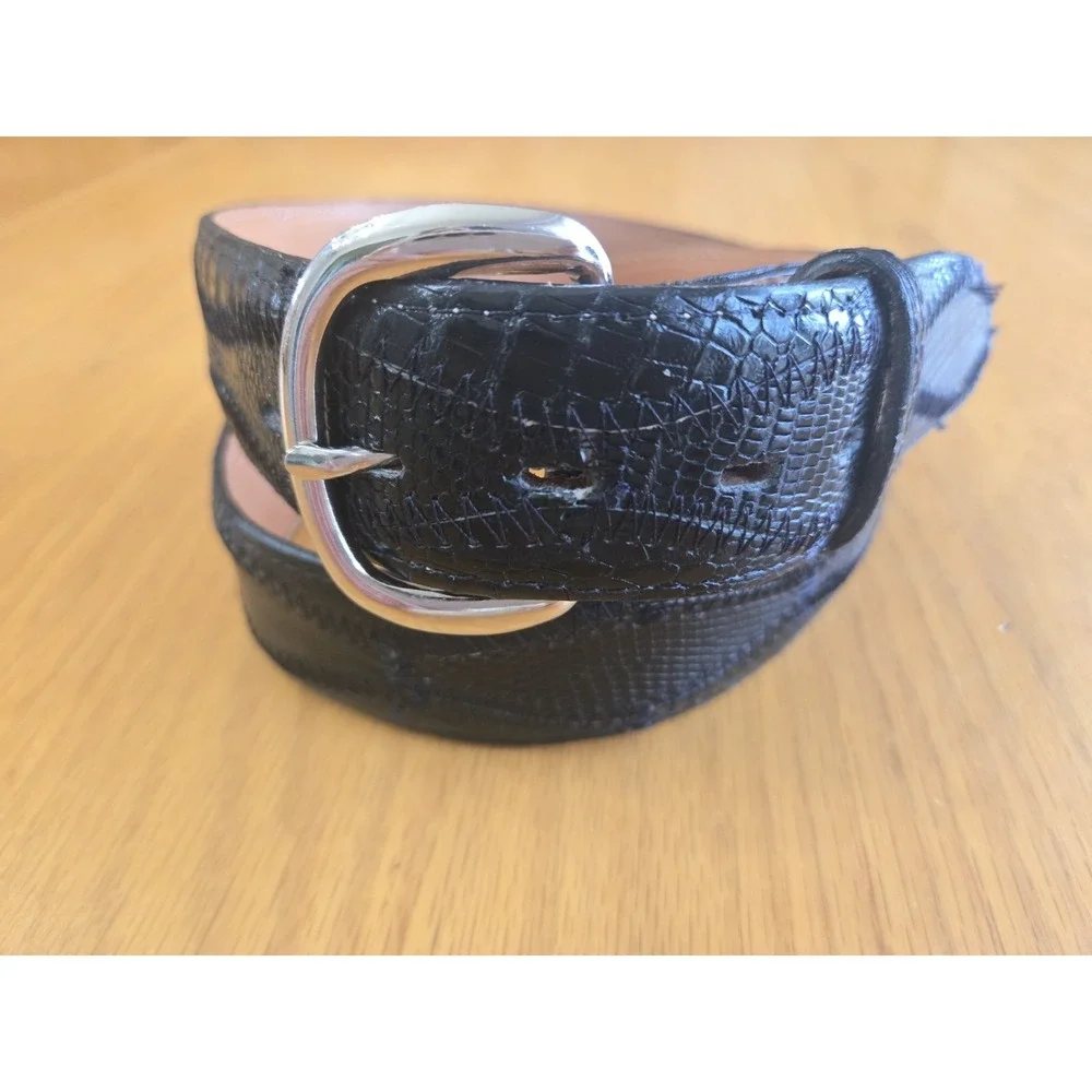 Nocona Black Genuine Lizard Belt - Men's Size 38 Reptile VTG